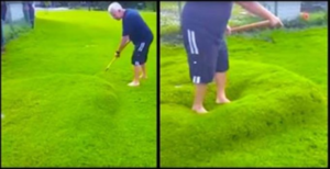 VIDEO: He found a huge bump on the grass! When he tried to drill the hole, he couldn't believe BELIEVE WHAT HE SAW!