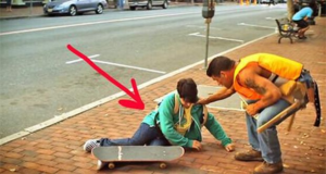 He helped a child who fell off his skateboard, but he had no idea what would happen next! (VIDEO)